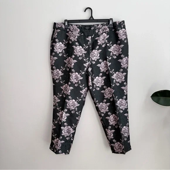 Talbots Jacquard Floral Ankle Sheen Pants 18WP - Picture 1 of 6